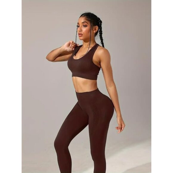 Workout Sets for Women 2 Piece Leggings with Padded Stretchy Sports Bra Sets Gym - Picture 5 of 5